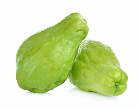 Chayote on white backgroundの写真素材