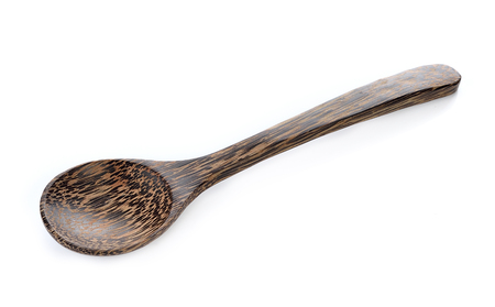 wood spoon on white backgroundの写真素材