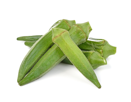 okra isolated on white backgroundの写真素材