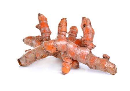 Fresh turmeric isolated on white backgroundの写真素材