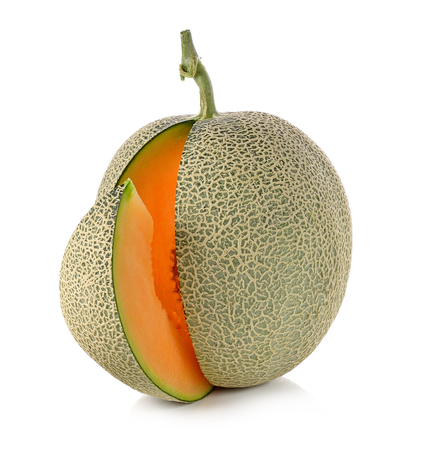 cantaloupe melon isolated on white backgroundの写真素材