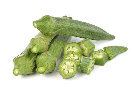 okra isolated on white backgroundの写真素材