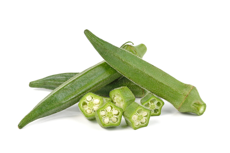 okra isolated on white backgroundの写真素材