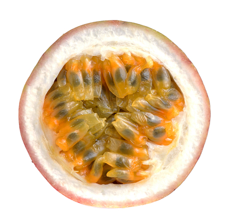 Passion fruit isolated on white backgroundの写真素材