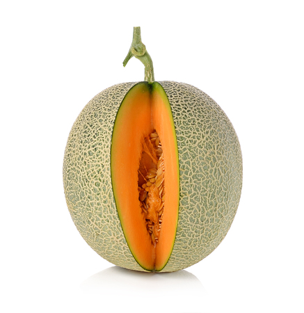 cantaloupe melon isolated on white backgroundの写真素材