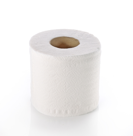 toilet paper isolated on white backgroundの写真素材