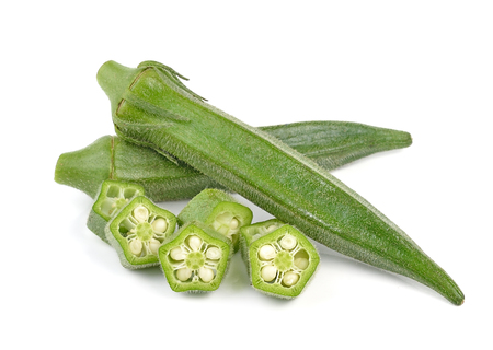 okra isolated on white backgroundの写真素材