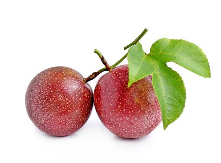 Passion fruit isolated on white backgroundの写真素材