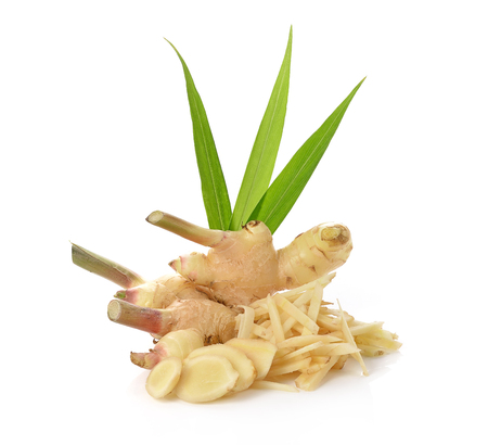 Fresh ginger isolated on white backgroundの写真素材