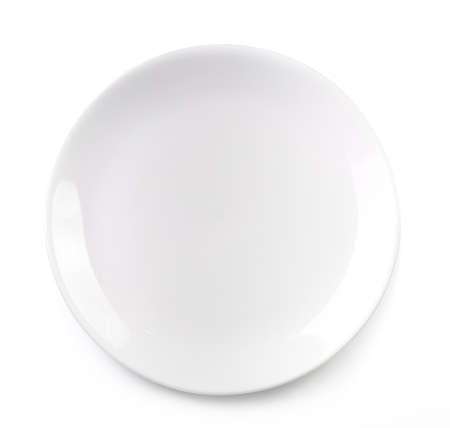empty plate isolated on white backgroundの写真素材
