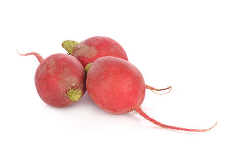 fresh radish isolated on white backgroundの写真素材