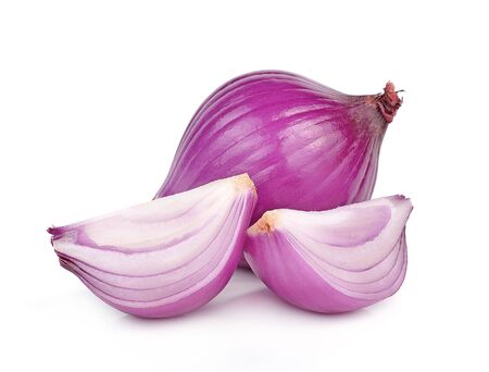 shallots isolated on white backgroundの写真素材