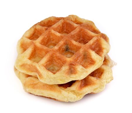 Sweet waffles isolated on whiteの写真素材