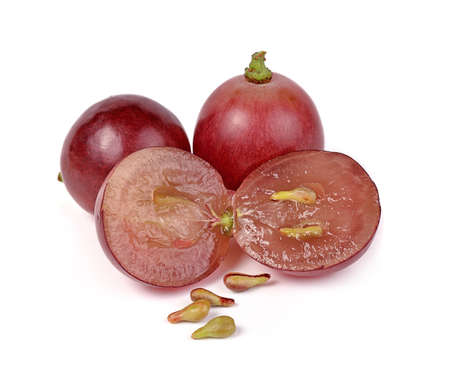 red grapes isolated on white backgroundの写真素材