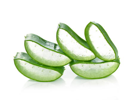 aloe vera fresh leaf. isolated over whiteの写真素材