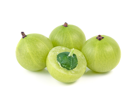 gooseberries on white backgroundの写真素材