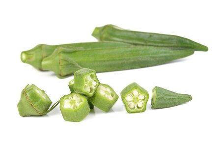 okra isolated on white backgroundの写真素材