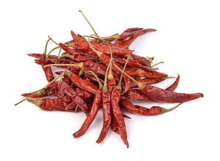 dry red chilli on white backgroundの写真素材