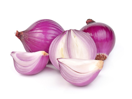 shallots isolated on white backgroundの写真素材