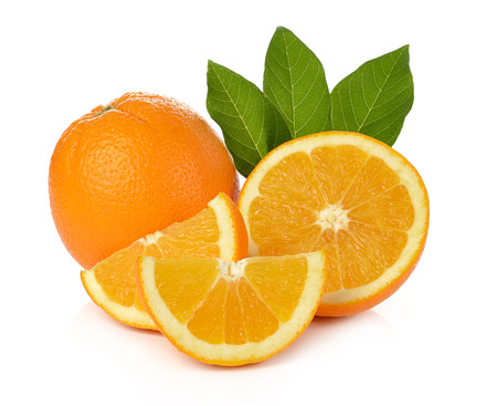 Orange fruit isolated on white backgroundの写真素材
