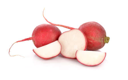 fresh radish isolated on white backgroundの写真素材