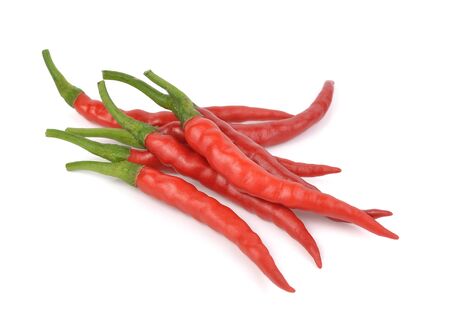Red peppers isolated on white backgroundの写真素材