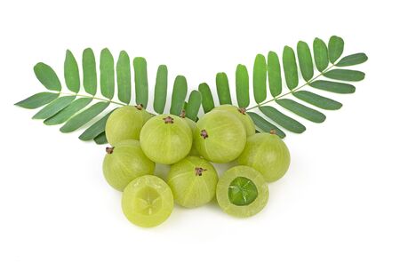 gooseberries on white backgroundの写真素材