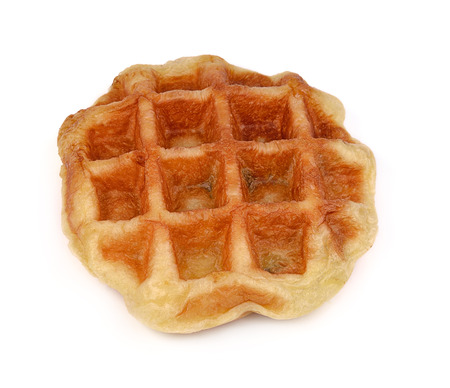 Sweet waffles isolated on whiteの写真素材