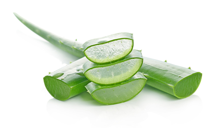 aloe vera fresh leaf. isolated over whiteの写真素材