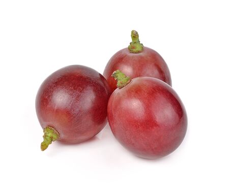 red grapes isolated on white backgroundの写真素材