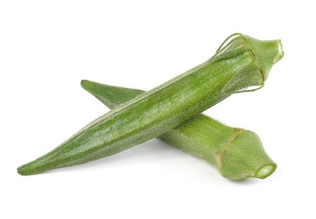okra isolated on white backgroundの写真素材