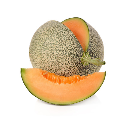 cantaloupe melon isolated on white backgroundの写真素材