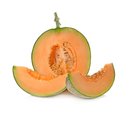 cantaloupe melon isolated on white backgroundの写真素材