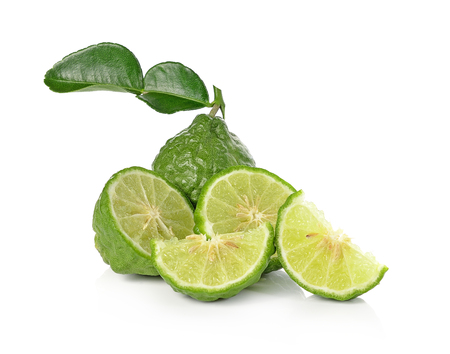 Kaffir lime isolated on white background.の写真素材