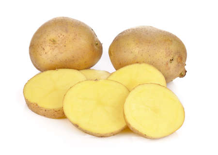 Potatoes isolated on white backgroundの写真素材