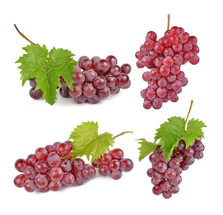 red grapes isolated on white backgroundの写真素材