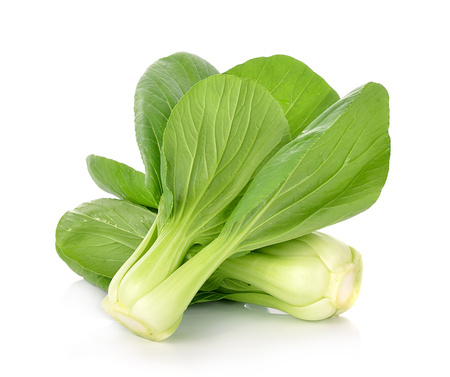 Bok choy (chinese cabbage) isolated on whiteの写真素材