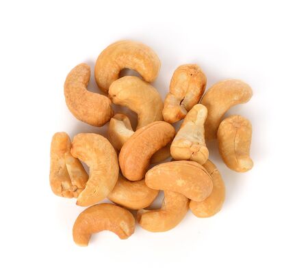 cashew nuts isolated on white background.の写真素材
