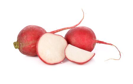 fresh radish isolated on white backgroundの写真素材