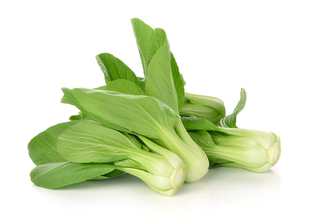 Bok choy (chinese cabbage) isolated on whiteの写真素材