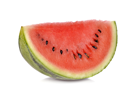 Sliced ripe watermelon isolated on white backgroundの写真素材