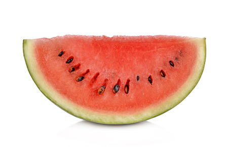 Sliced ripe watermelon isolated on white backgroundの写真素材