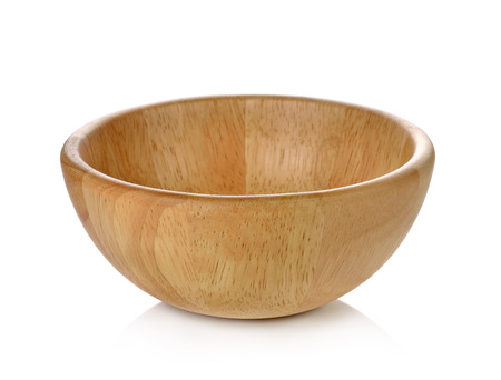 wooden bowl on white background.の写真素材