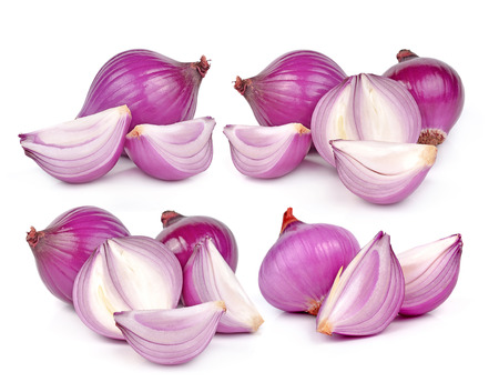 shallots isolated on white backgroundの写真素材