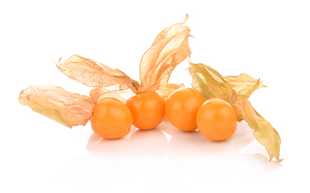 Cape gooseberry (physalis) isolated on white backgroundの写真素材