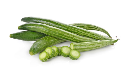 Snake gourd over white backgroundの写真素材