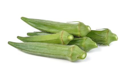 okra isolated on white backgroundの写真素材