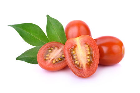 cherry tomatoes isolated on white background.の写真素材