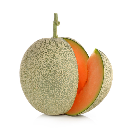 cantaloupe melon isolated on white backgroundの写真素材