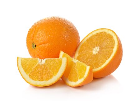 Orange fruit isolated on white backgroundの写真素材